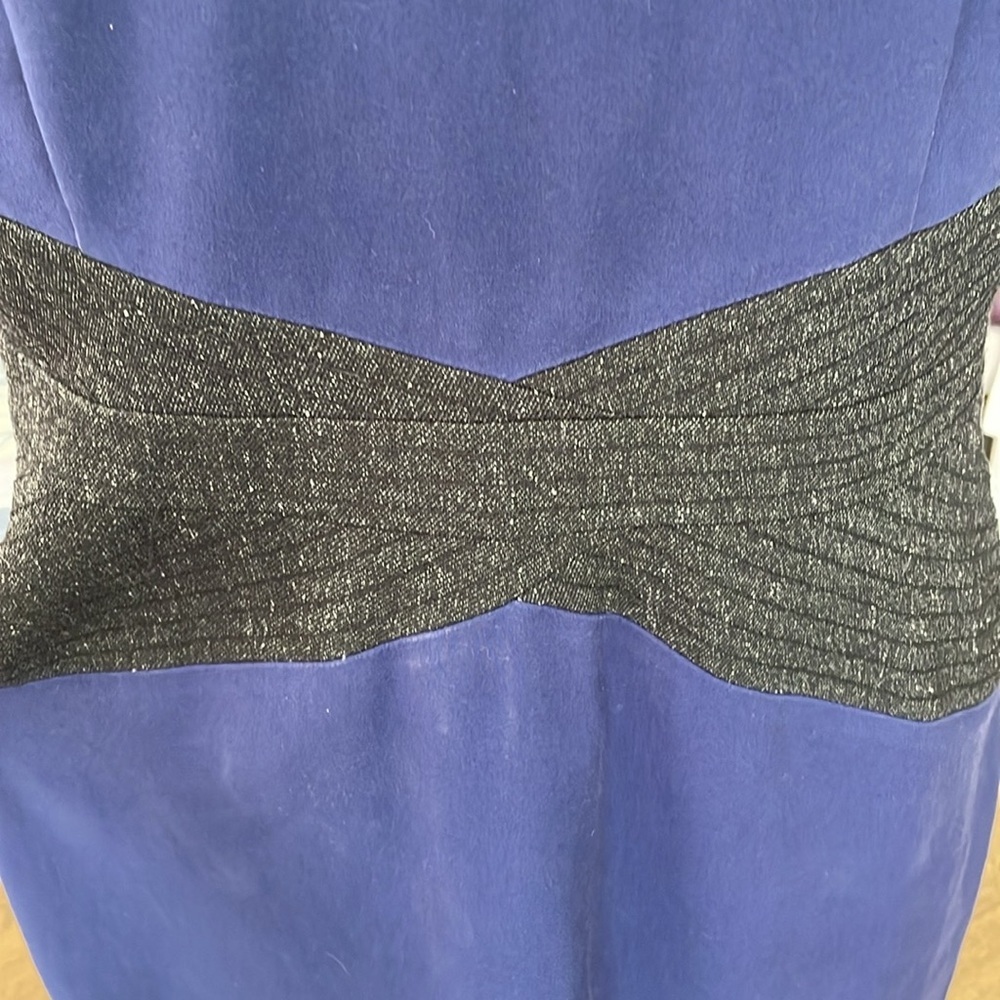 Antonio Melanin Elegant Blue Dark Gray Women's Sheath Dress Size 12 - Picture 6 of 8